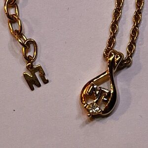 Nina Ricci Gold Infinity Pendant Necklace Gold Silver with stone adjustable